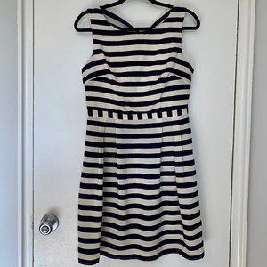 B. Smart Striped Dress Navy Cream Nautical Spring
